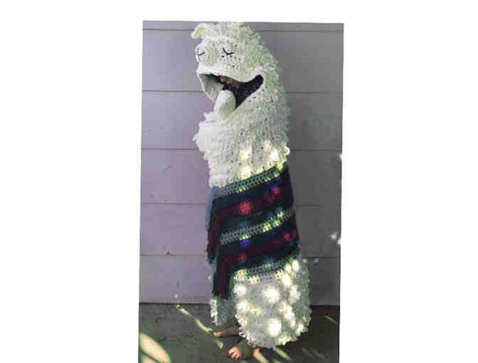 Hooded Alpaca My Llama Blanket / Shawl - Hand Made