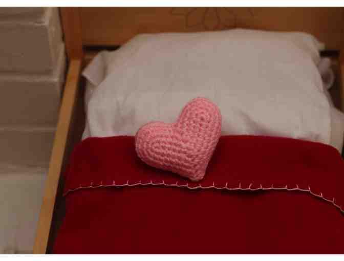 Hand Crafted Dolls' Bedroom Set + 2 Cute Heart-shaped Pillows