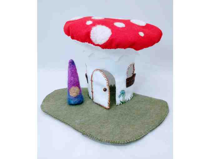 Handmade Felt Mushroom House with Gnome Playset