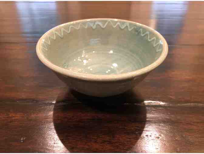 Set of 4 hand-made ceramic turquoise bowls