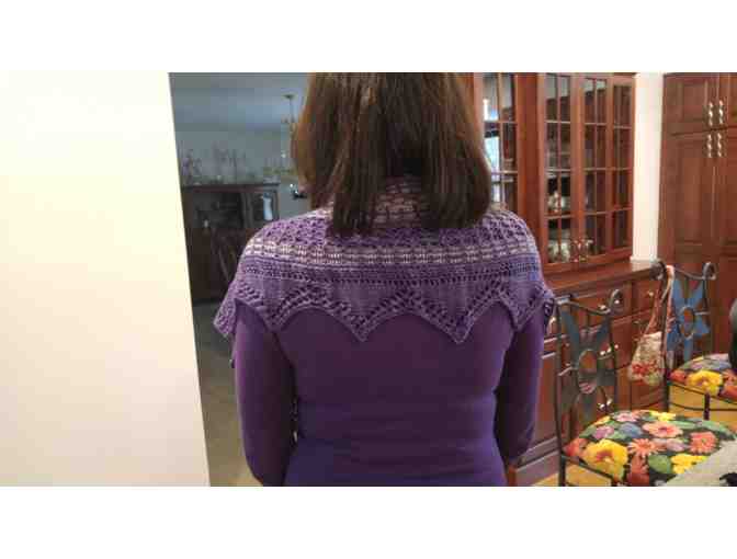 Hand knit  Purple and White Shawl
