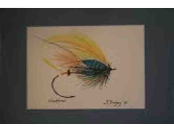 Two Jim Tingey Salmon Fly Watercolors - 'Chatterer' and 'Bally Shannon'