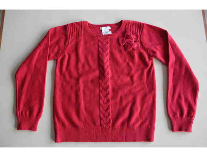 Jacadi Red Cable Pullover with Bows (Size 12)