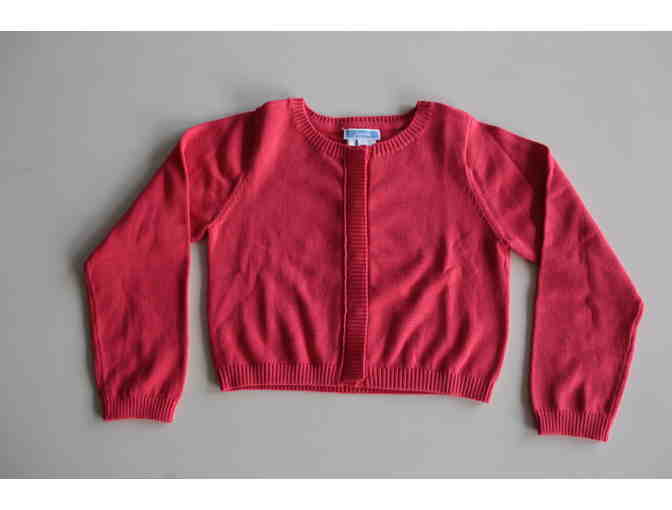 Jacadi Red Cropped Cardigan with Hidden Buttons (Size 6)