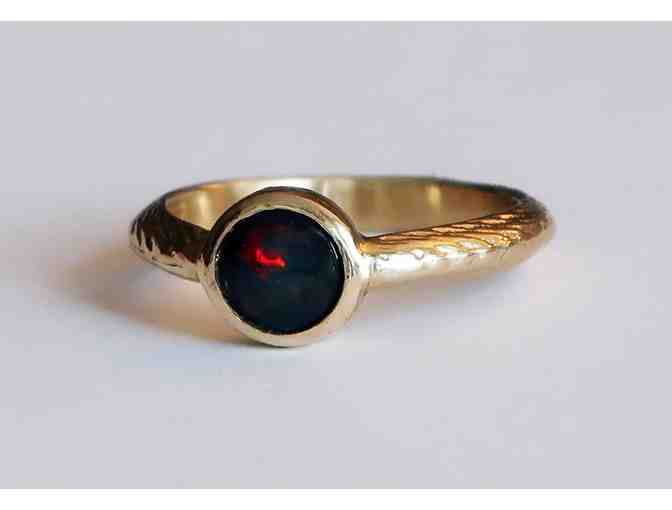 Yellow Gold + Black Opal Cuttlefish Cast Ring