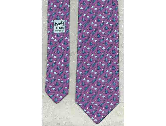 Hermes 'Happy Fire Dragon' Silk Tie