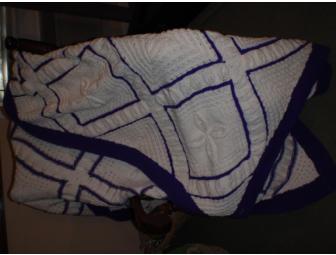 Hand-crafted Afghan - Purple &  White