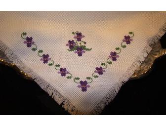 Hand-Stitched Purple Violet Bread Basket Cover