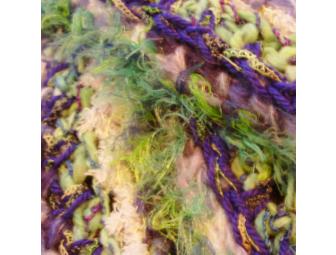 Violet Handmade Crocheted Scarf Boa purple green