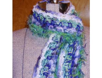 Violet Handmade Crocheted Scarf Boa purple green