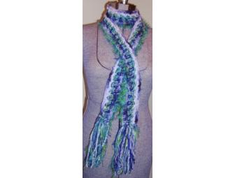 Violet Handmade Crocheted Scarf Boa purple green