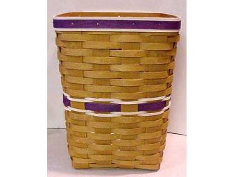 Longaberger Purple and White Wastebasket