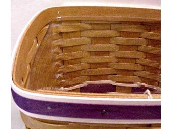 Longaberger Purple and White Wastebasket