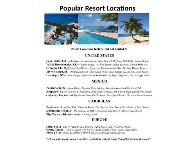 Seven Night Resort Vacation #1