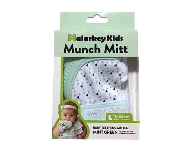 Munch Mitt Baby Teething Mitten - Green Triangles