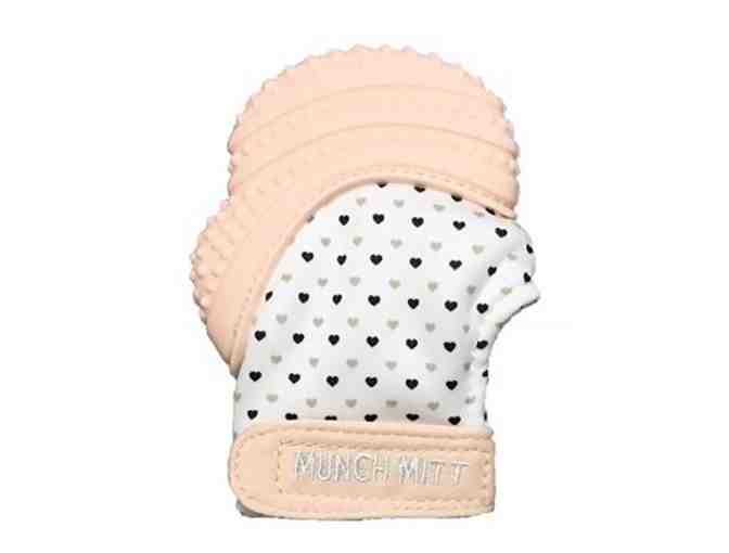 Munch Mitt Baby Teething Mitten - Pastel Pink & Hearts