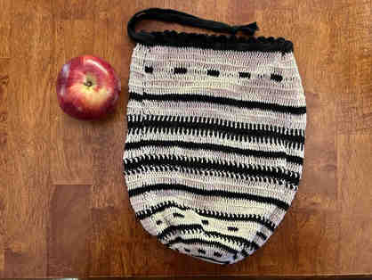 Black and White Hand-Crocheted Produce Bag