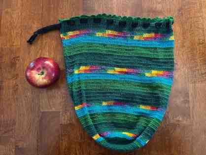 Green/Blue Multi-Colored Hand-Crocheted Produce Bag