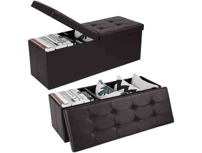 SONGMICS 43 Inches Folding Storage Ottoman Bench - Black