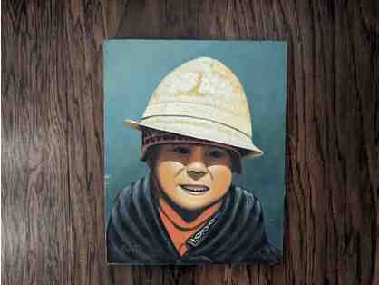 Painting of Peruvian Boy in Traditional Andean Mountain Clothing