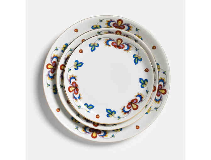 78-Piece Set of Vintage Porsgrund Farmer's Rose Porcelain China