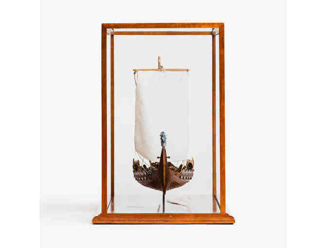 Model Viking Ship in Mahogany Case by Ken Munkel