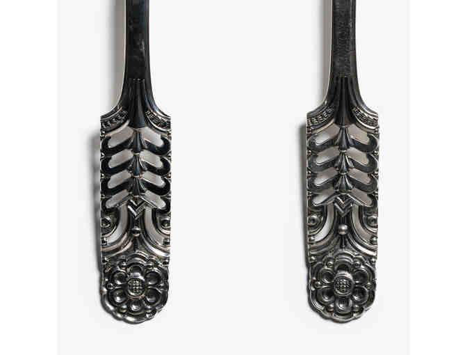 Antique Sterling Salad Servers by the Norwegian Silversmith and Jewelry Firm, David Anderson