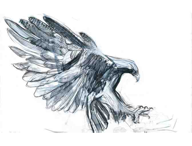 Wendy Klemperer - Signed 36'x 22' Eagle Ink & Gouache Painting