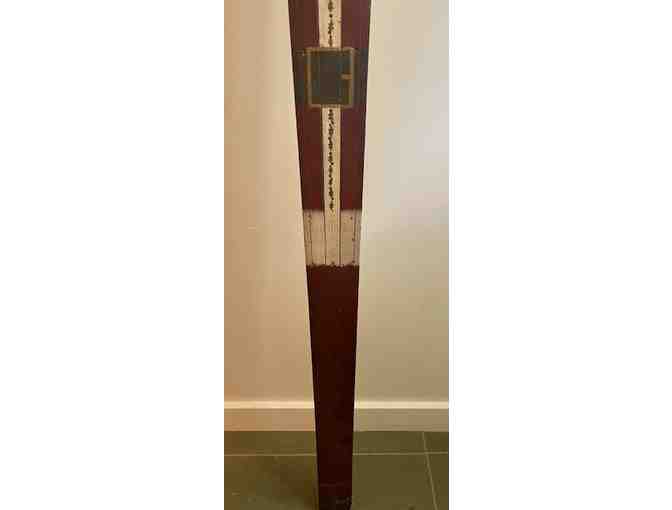 Vintage Holiday Painted Wooden Ski