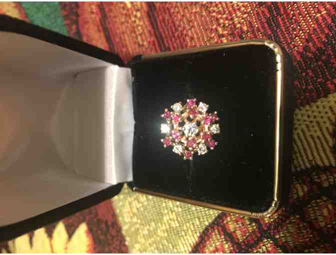 14kt Diamond Ruby Vintage Ring
