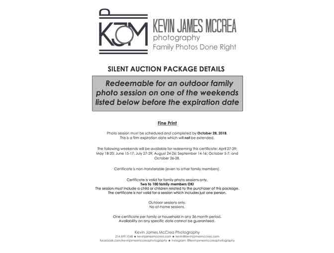 Kevin James McCrea Photography - Family Photography Package #1 - Sitting Fee Plus Prints