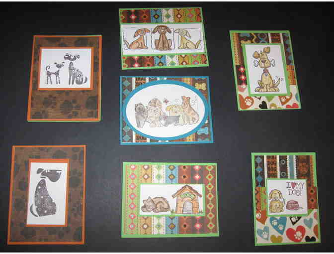 6 mini scrap books and  7 Dog cards by Donna Wallace with storage