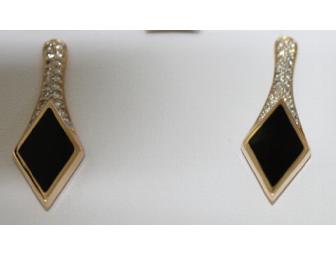 Bernard K. Passman - Black Coral and Diamond Earrings