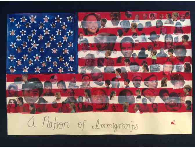 Fifth Grade Class Art: Framed Immigration Piece