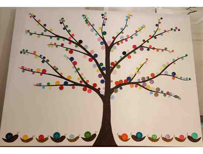 Kindergarten Class Art: Snail and Tree Art with Buttons