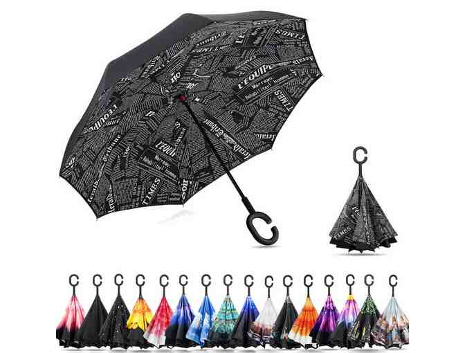 2 Double Layer Inverted Umbrellas with C-Shaped Handle, Windproof, UV Protection