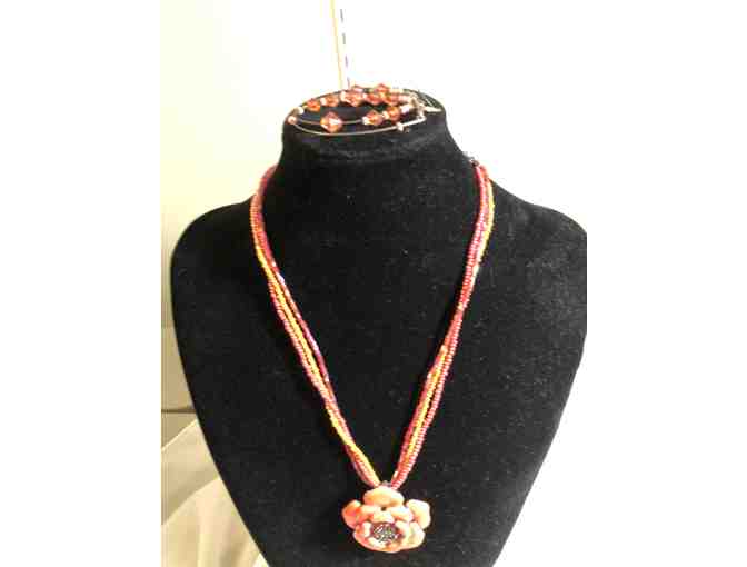 Orange Rose Necklace and earrings