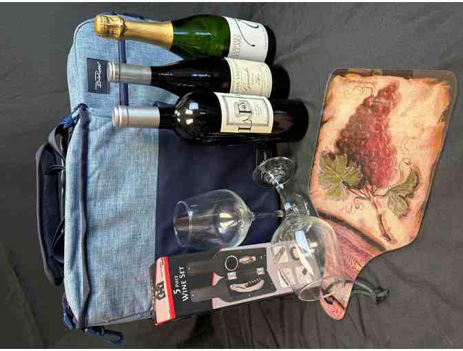 Bella Russo Tote Backpack and Cooler, Cutting Board and Wine