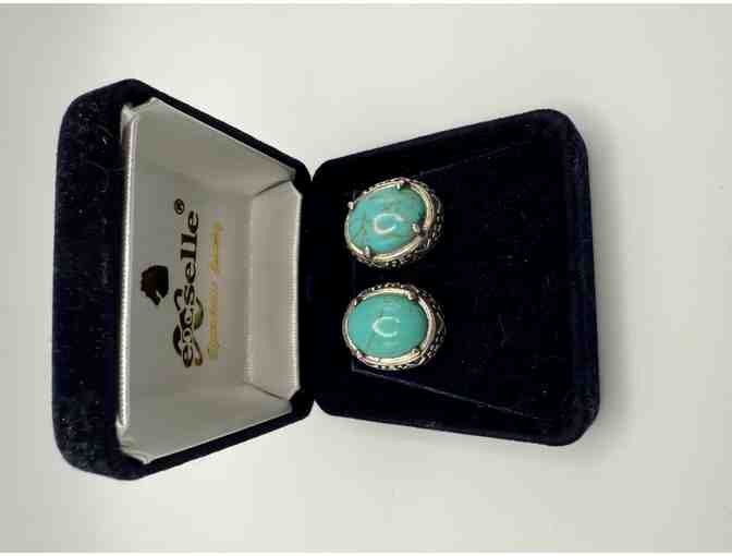 Genuine Turquoise/Sterling Silver Earrings