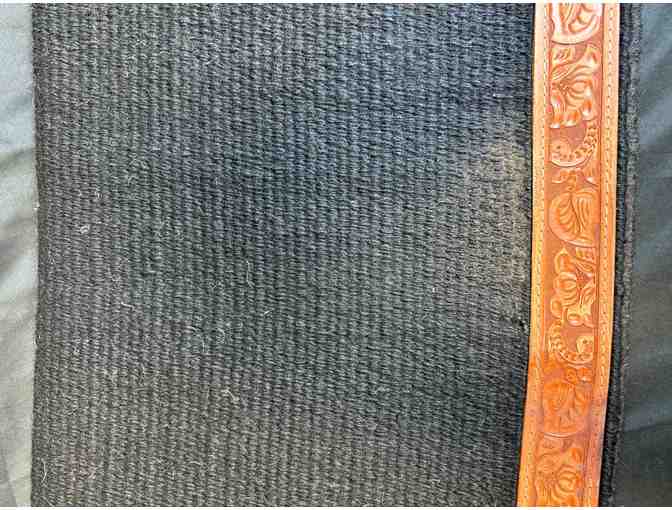 H. Bernatz Western Woven Saddle Blanket, Black with Leather