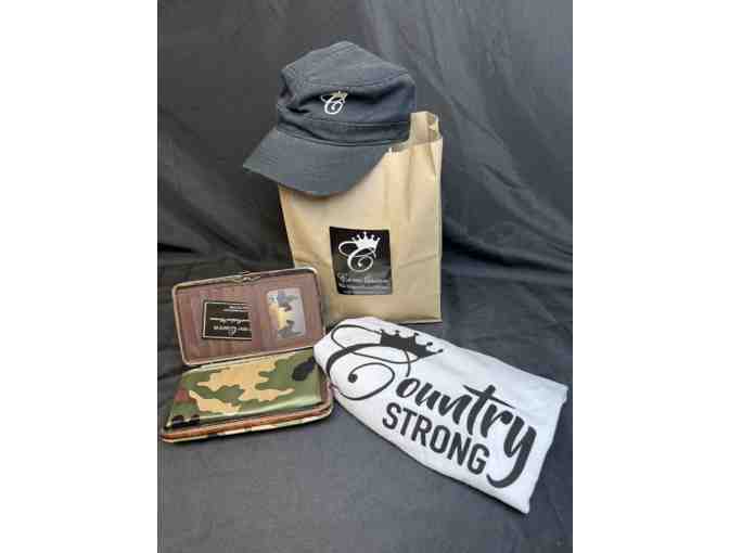 Gift Bag, Camo Queen Wallet, Hat, and T-shirt