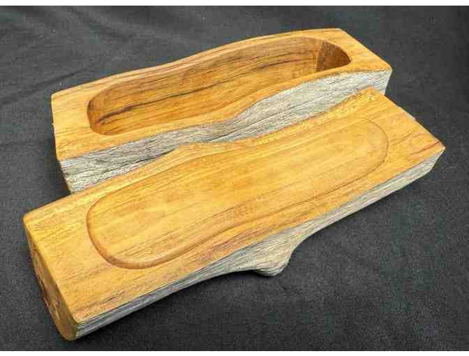 Handmade Wooden Box with Earrings and Bracelet