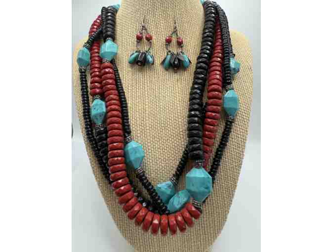 Lillian Pit Mask Pin and Southwest Turquoise Set
