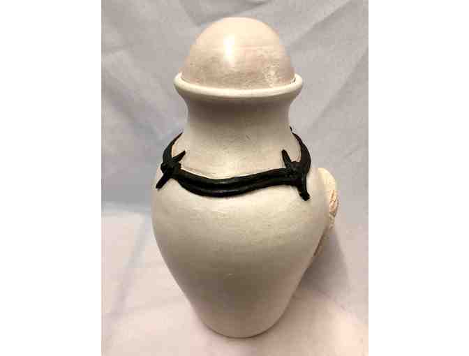 Small angel wings urn with black ribbon