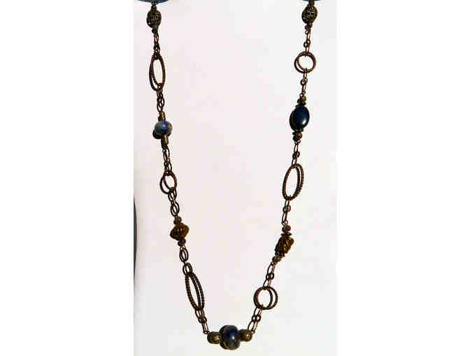 Chain Necklace with Blue Sodalite Beads-Lot 136