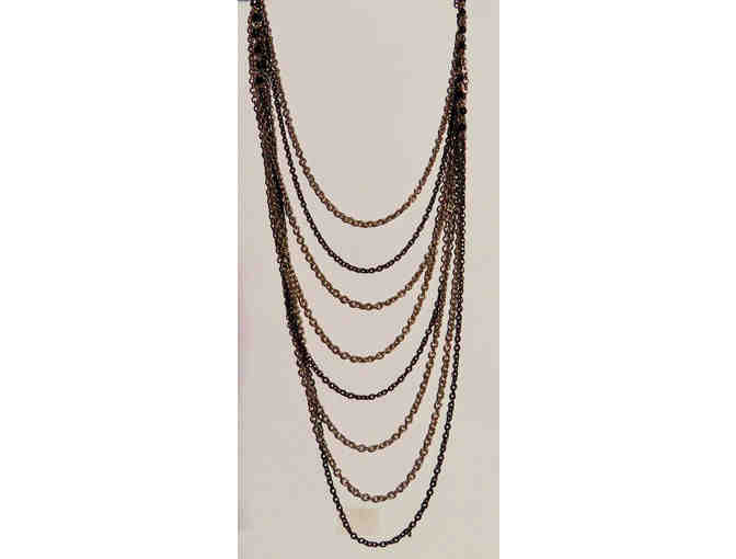 Chain Necklace with Multiple Strands and Black Crystal Accents-Lot 138 - Photo 2