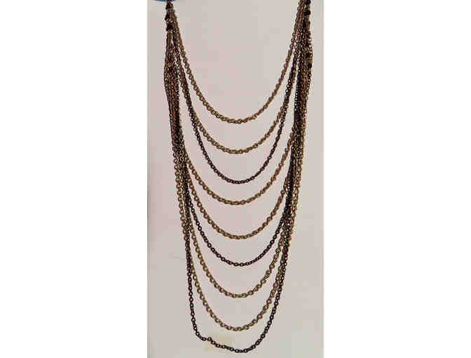 Chain Necklace with Multiple Strands and Black Crystal Accents-Lot 139 - Photo 2