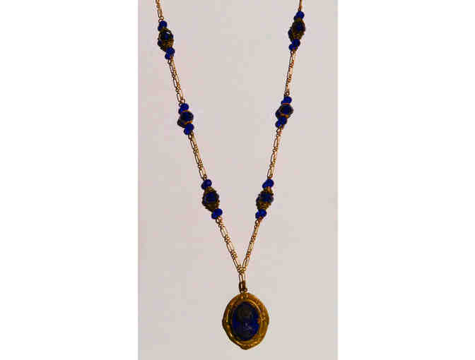 Chain Necklace with Blue Crystals and Antique Pendant-Lot 142 - Photo 3