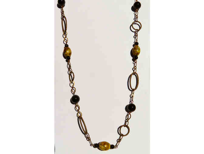 Chain Necklace with Yellow and Black Stones-Lot 144 - Photo 2
