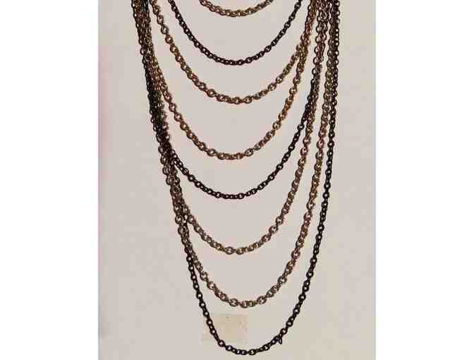 Chain Necklace with Multiple Strands and Black Crystal Accents-Lot 138 - Photo 1